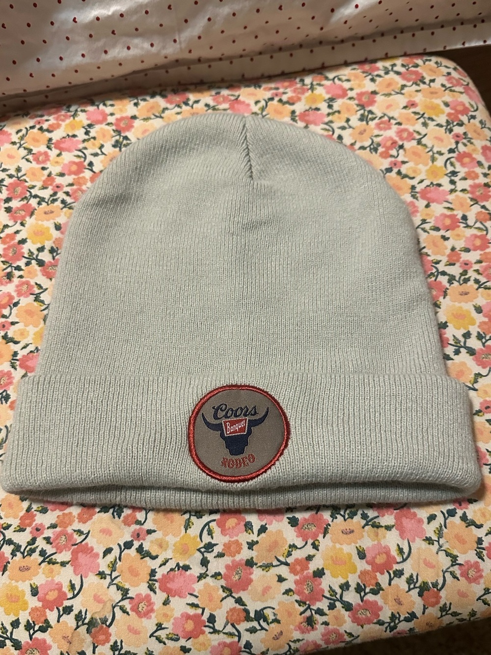 Coors Banquet Rodeo Logo Knit Beanie Gray Embroidered Hat Unisex OS - Picture 2 of 4